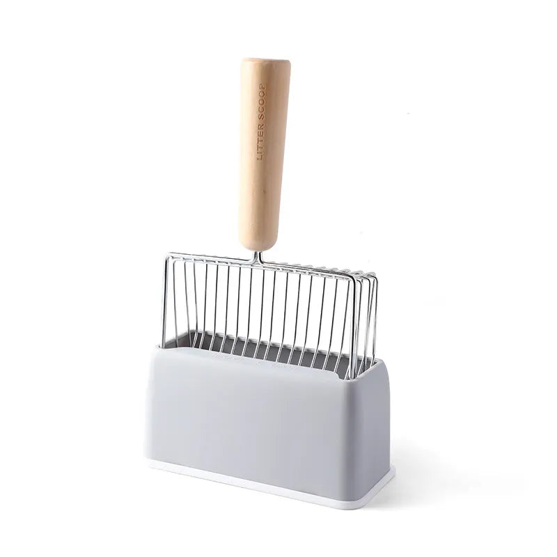 Wood Handle Metal Cat Litter Shovel